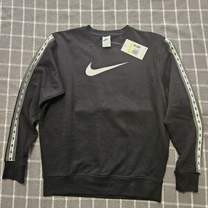 NWT, Nike Men's Small, Black Crewneck Sweater with White and Olive Green Accents